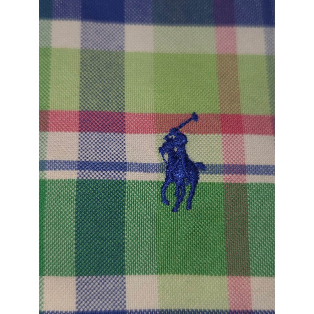 Ralph Lauren Shirt Mens M Classic Fit Plaid Short Sleeve Button Down Green Vtg - Picture 5 of 9